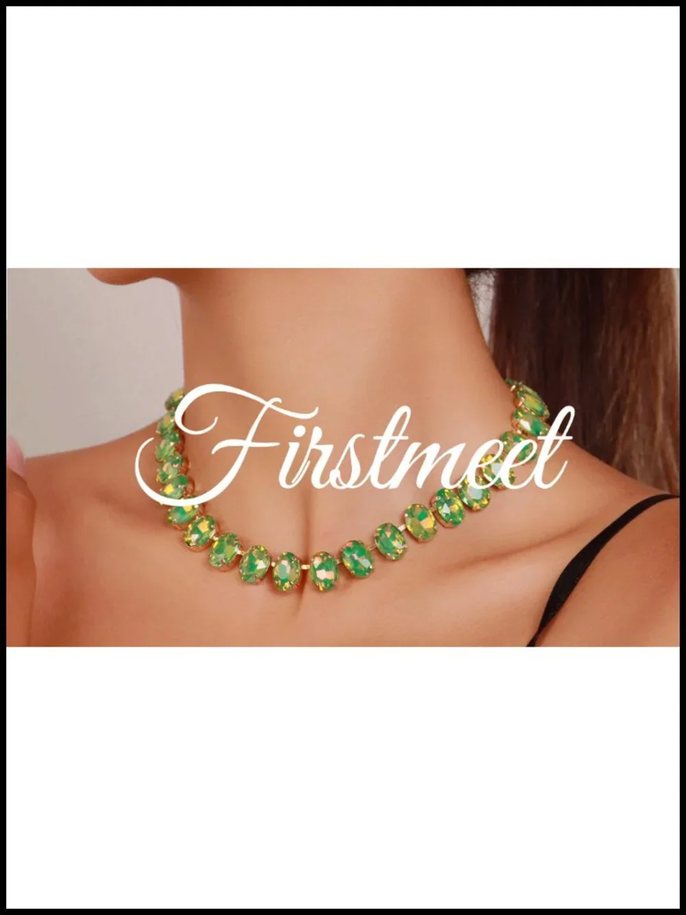 Oval Crystal Rhinestone Choker Necklace Wedding Bridal Jewelry